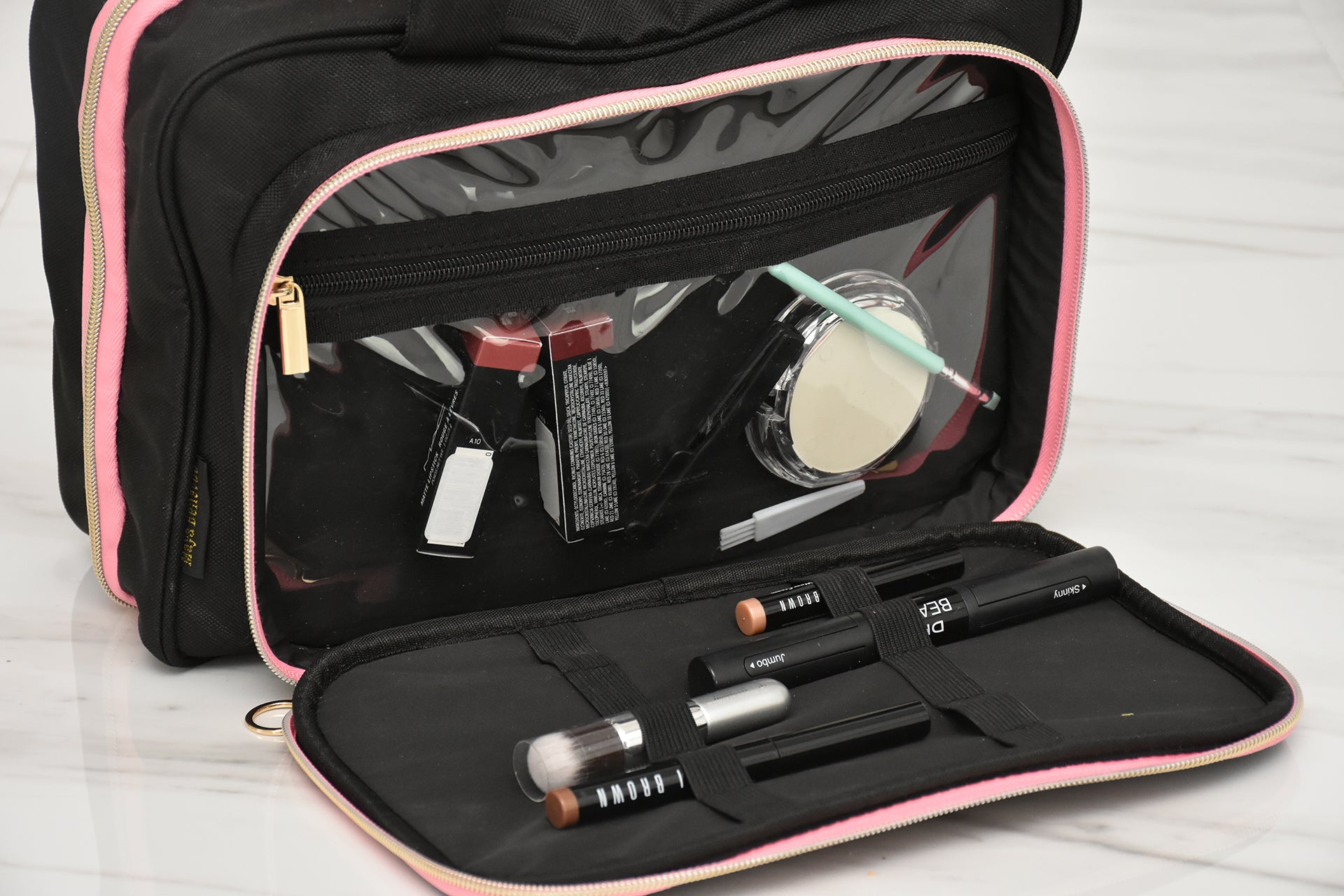 Large Makeup Bag, BAGSMART Double Layer Cosmetic Bag Travel Makeup